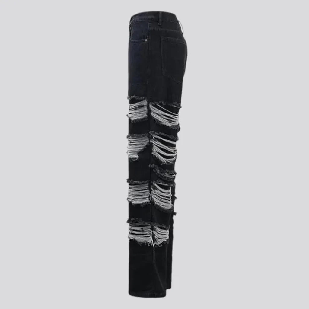 Boho distressed high rise men's jeans