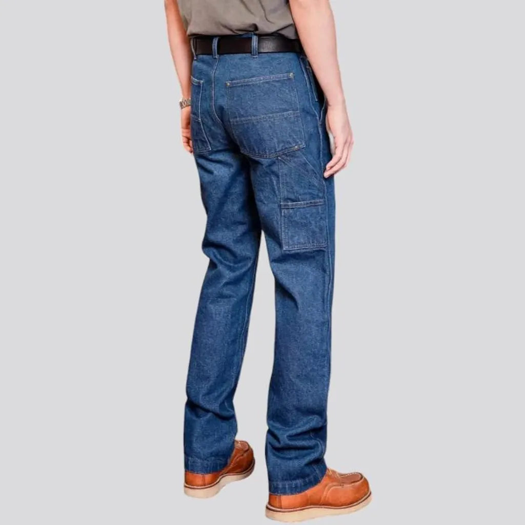 Straight medium-wash work jeans
 for men