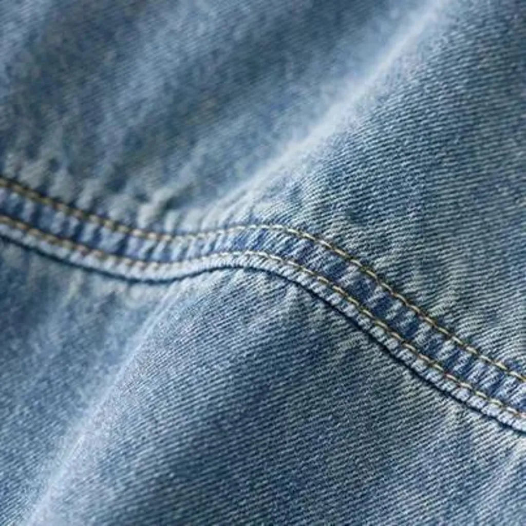 Medium-wash stonewashed jeans shirt