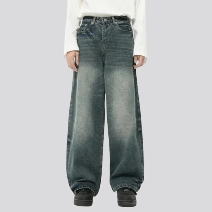 Sanded light washed out men's jeans