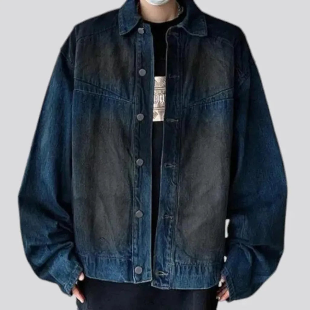 Street style oversized fit men's denim jacket