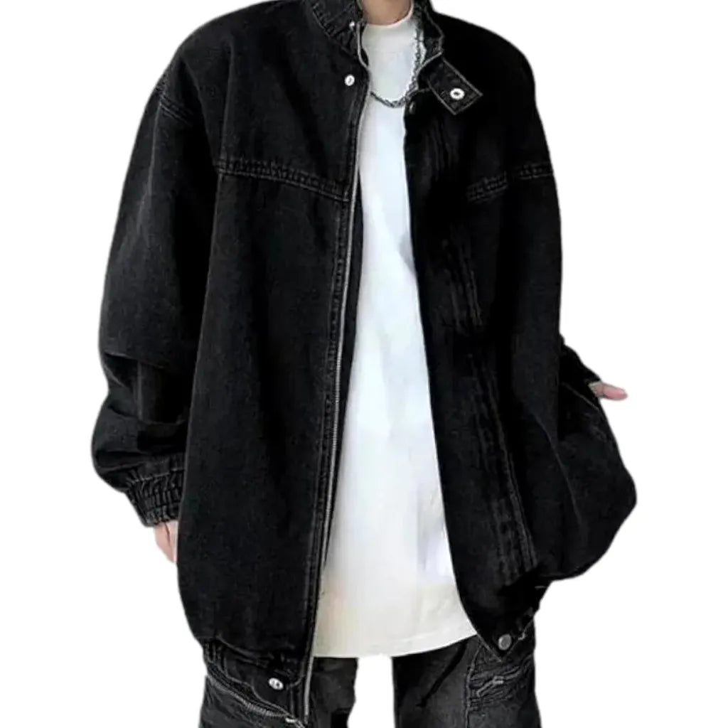 Vintage Boho Men's Denim Jacket - Black