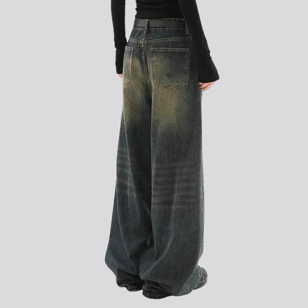 Vintage dark pattern baggy women's jeans