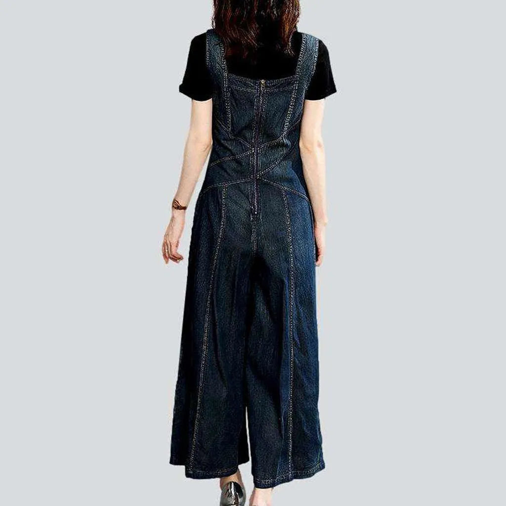 Women's denim wide jumpsuit