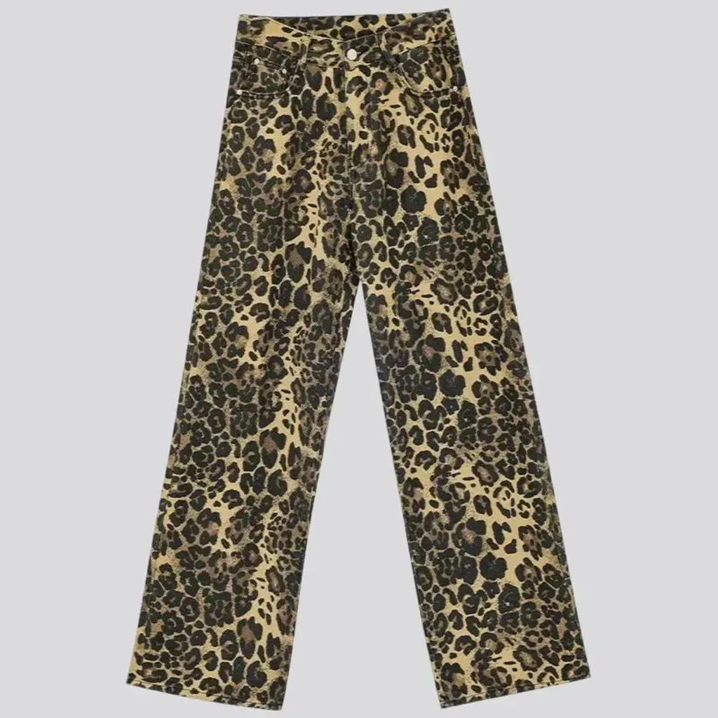 Boho style leopard women's jean pants