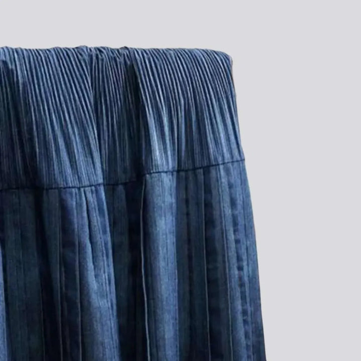 Dark wash ornament print denim skirt
 for ladies