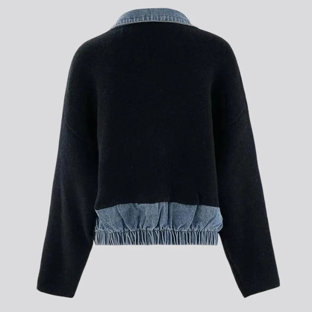 Oversized boho style jean cardigan for ladies