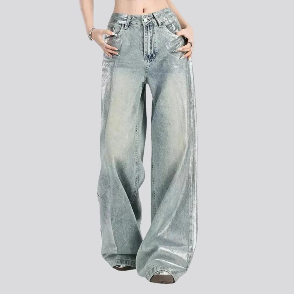 Boho style light women's jeans