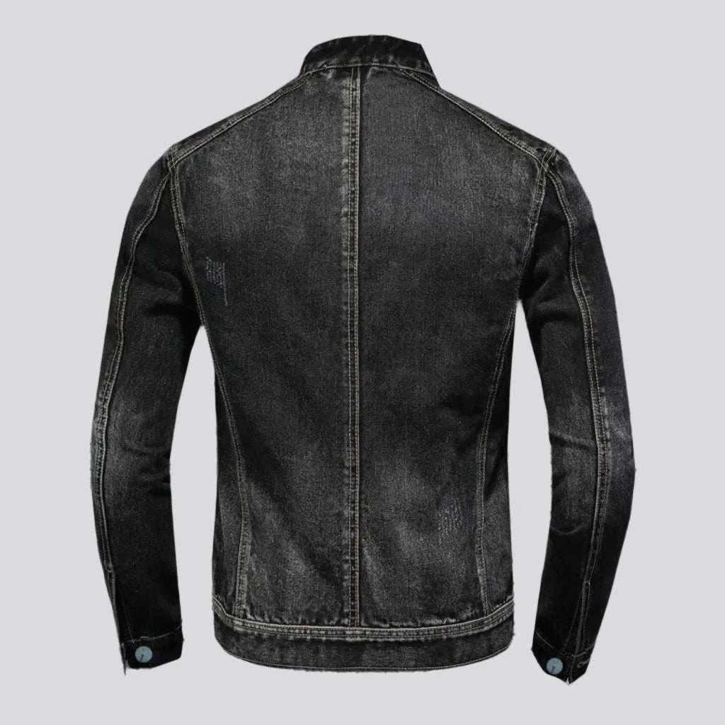 Biker black jeans jacket
 for men
