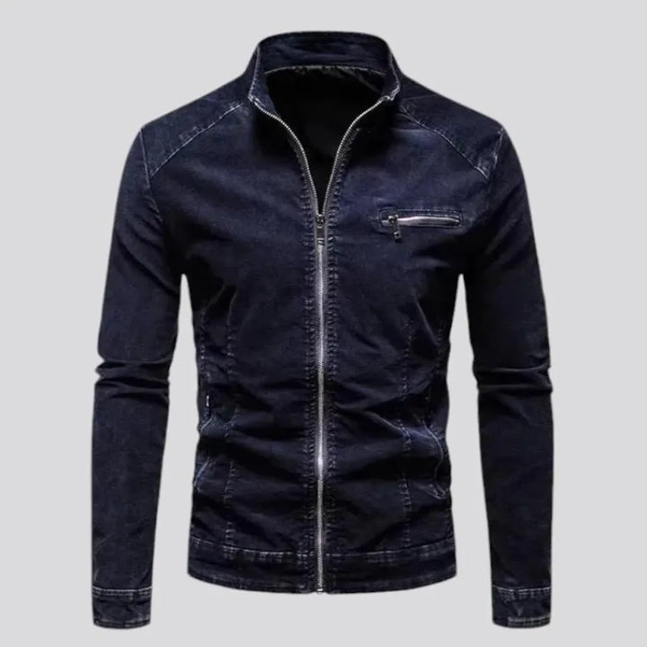 Biker style men's denim jacket