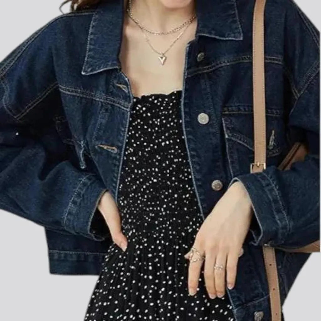 Casual oversized women's denim jacket