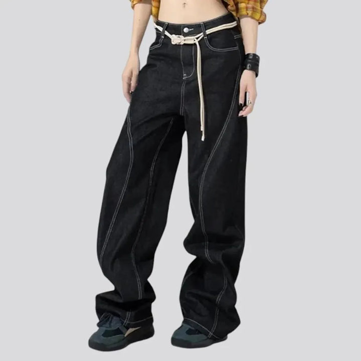 Boho style baggy women's jeans