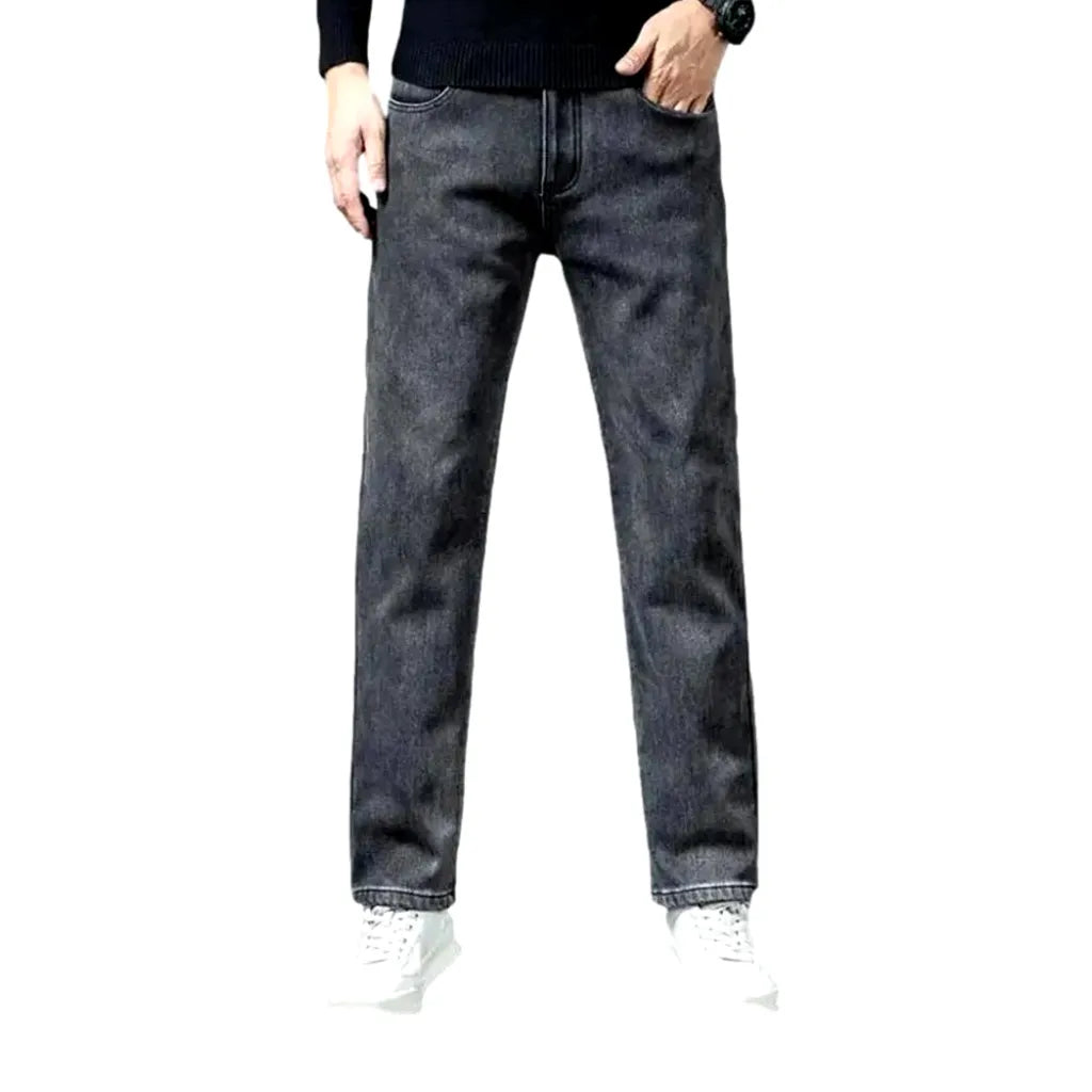 Mid-waist 90s Style Stretchable Men's Jeans - Grey