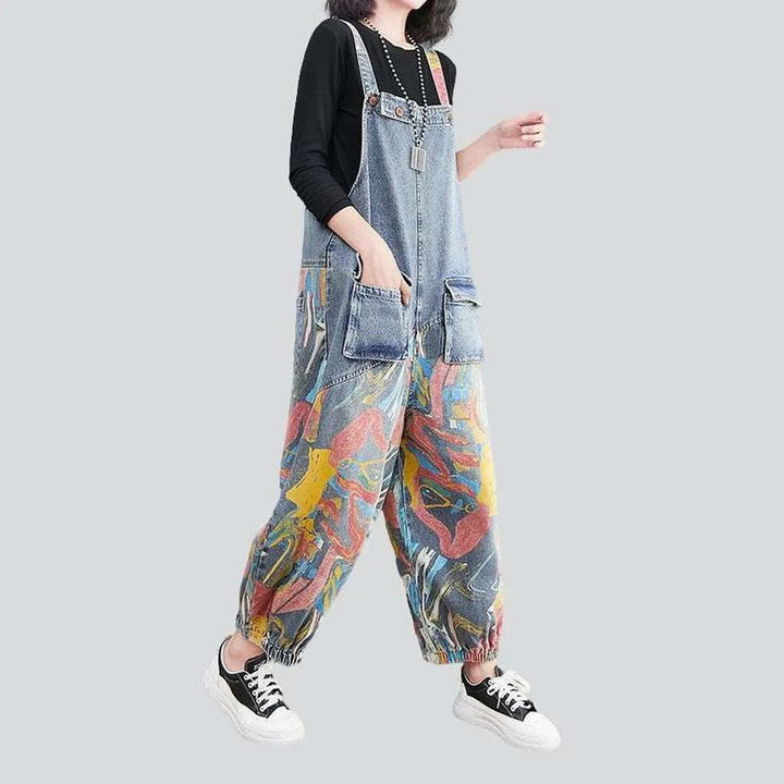 Bright color women's denim overall