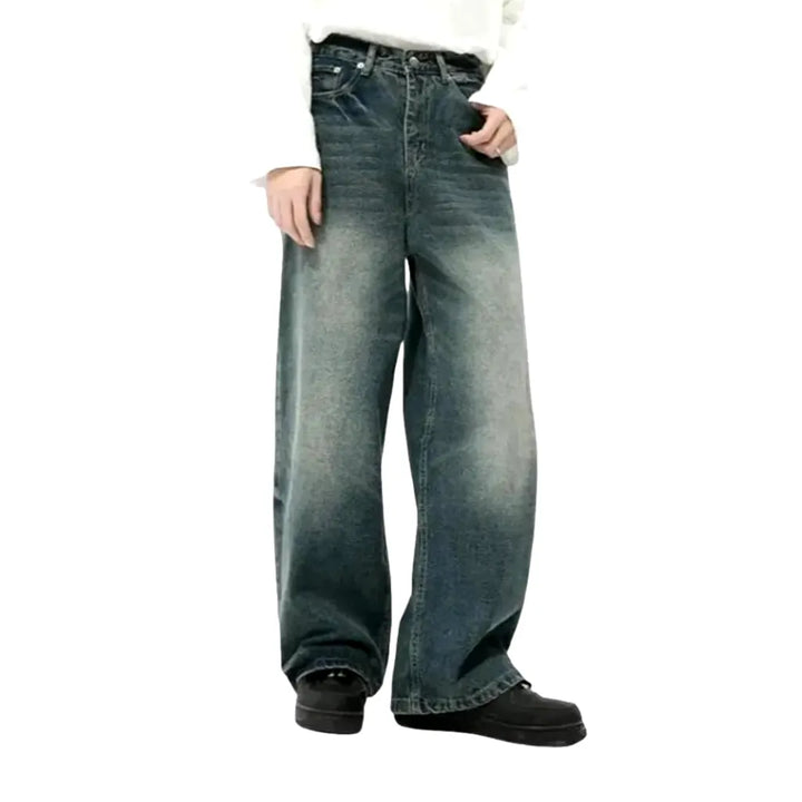 Sanded Light Washed Out Men's Jeans - Blue