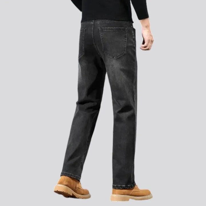 Whiskered and straight fit men's jeans