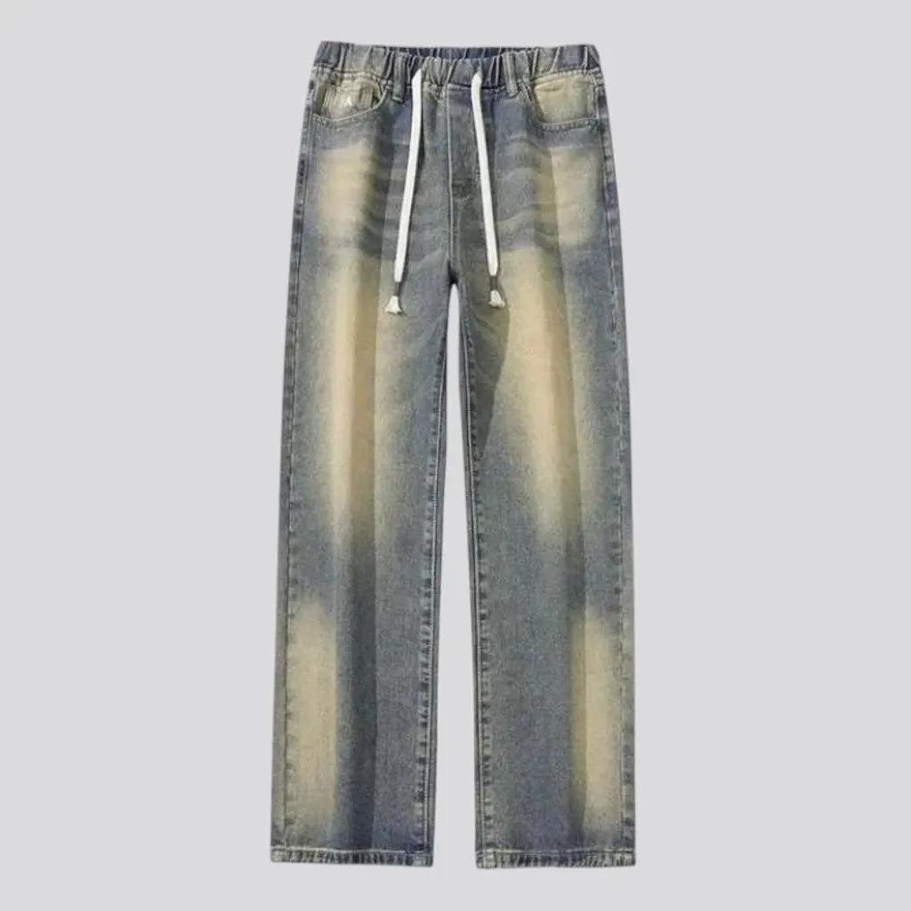 Vintage boho style men's denim joggers