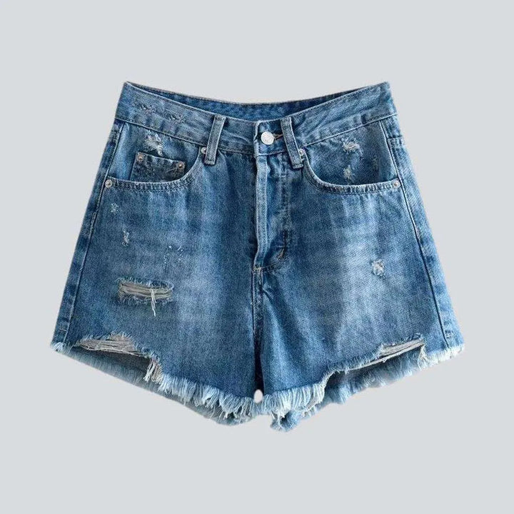 Urban straight distressed jean shorts
