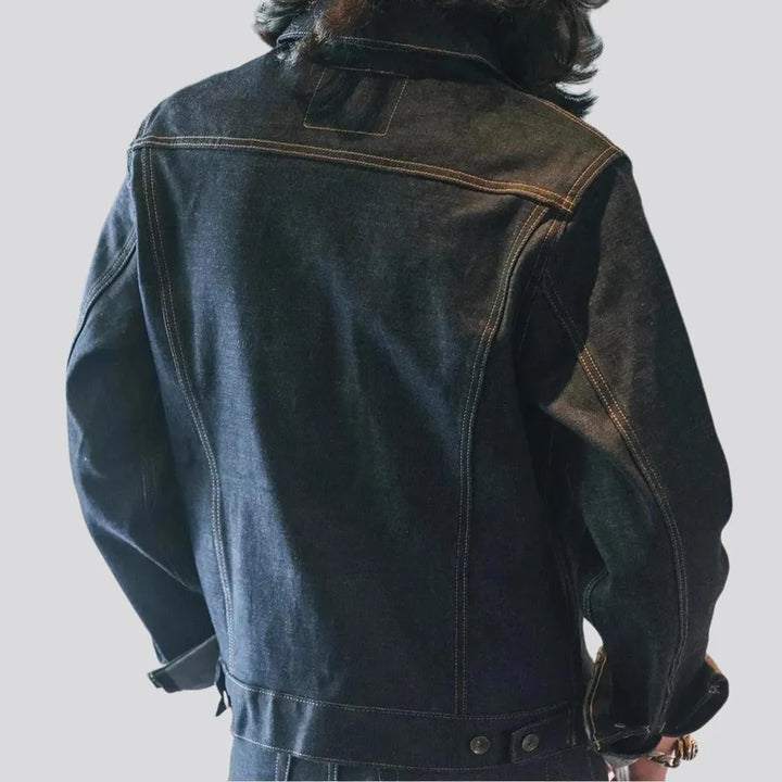 Casual dark wash duty denim trucker jacket for men