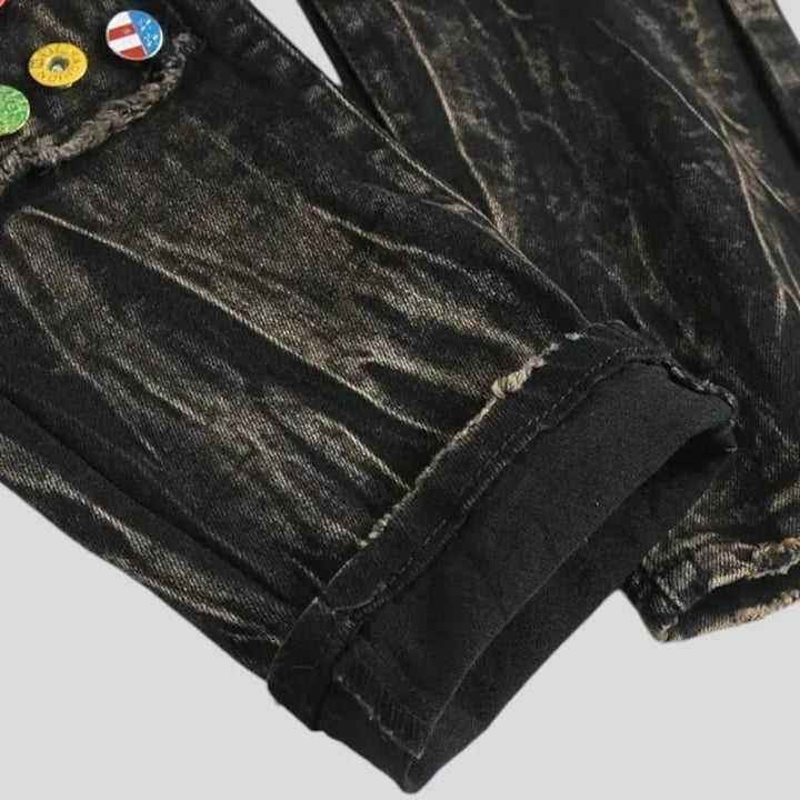 Skinny fit vintage acid wash jeans for men