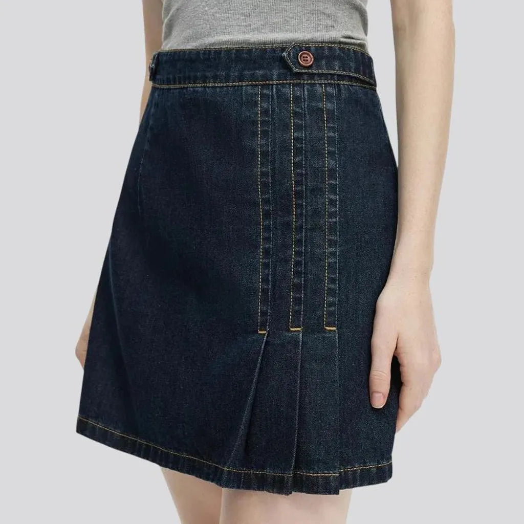 Dark denim casual high-rise jeans skirt