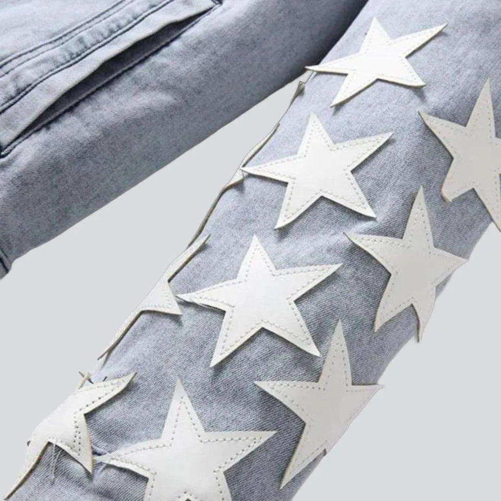 White stars light denim jacket