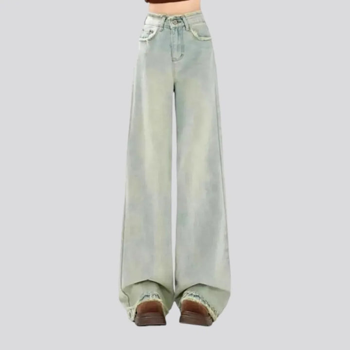 Floor-length bleached jeans
 for ladies