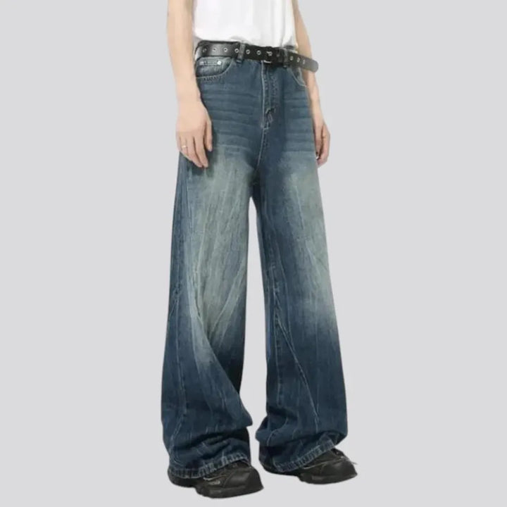 Stonewashed wide fit 90s men's jeans