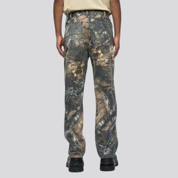 Boho camouflage carpenter-loop men's jeans