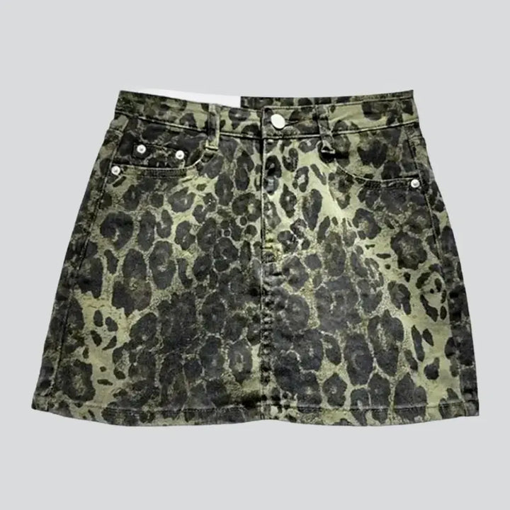 Mini leopard-print women's jean skort | Jeans4you.shop