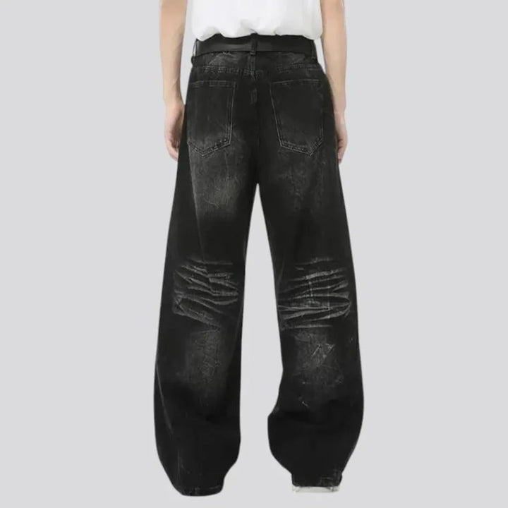 Smoothed whiskered boho men's jeans