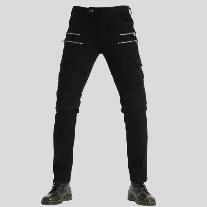 High-rise biker fit moto jeans for men