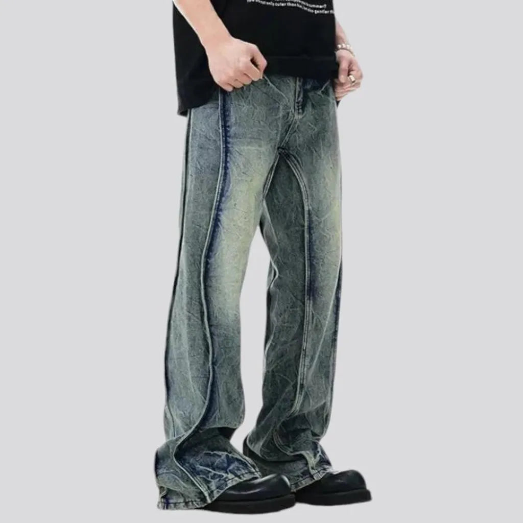 Mid rise baggy boho men's jeans