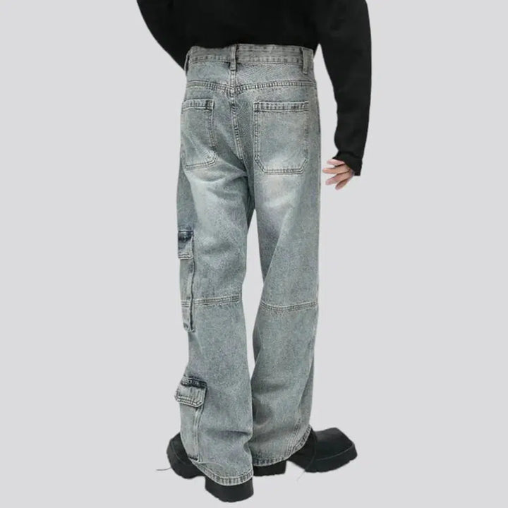 Grey-cast men's baggy jeans