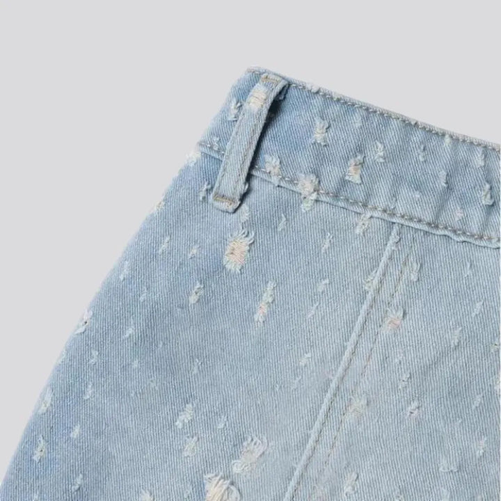 High rise distressed look women's jeans