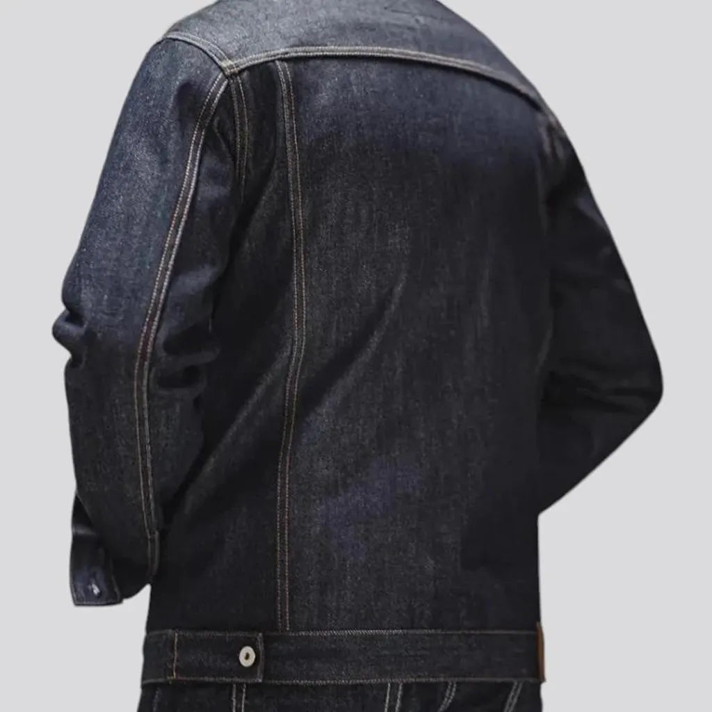 Raw casual classic denim jacket for men