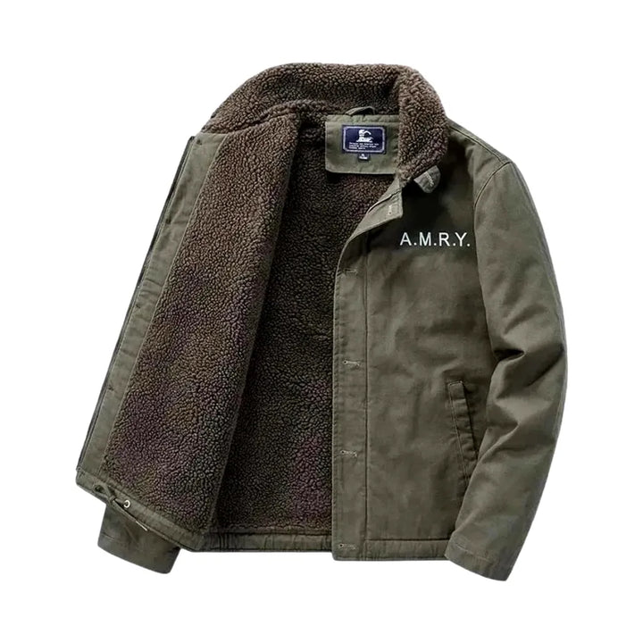 Fashionable Men's Sherpa Coat - Khaki