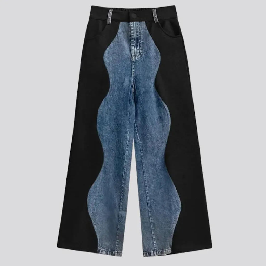 Mixed-fabrics jeans
 for women