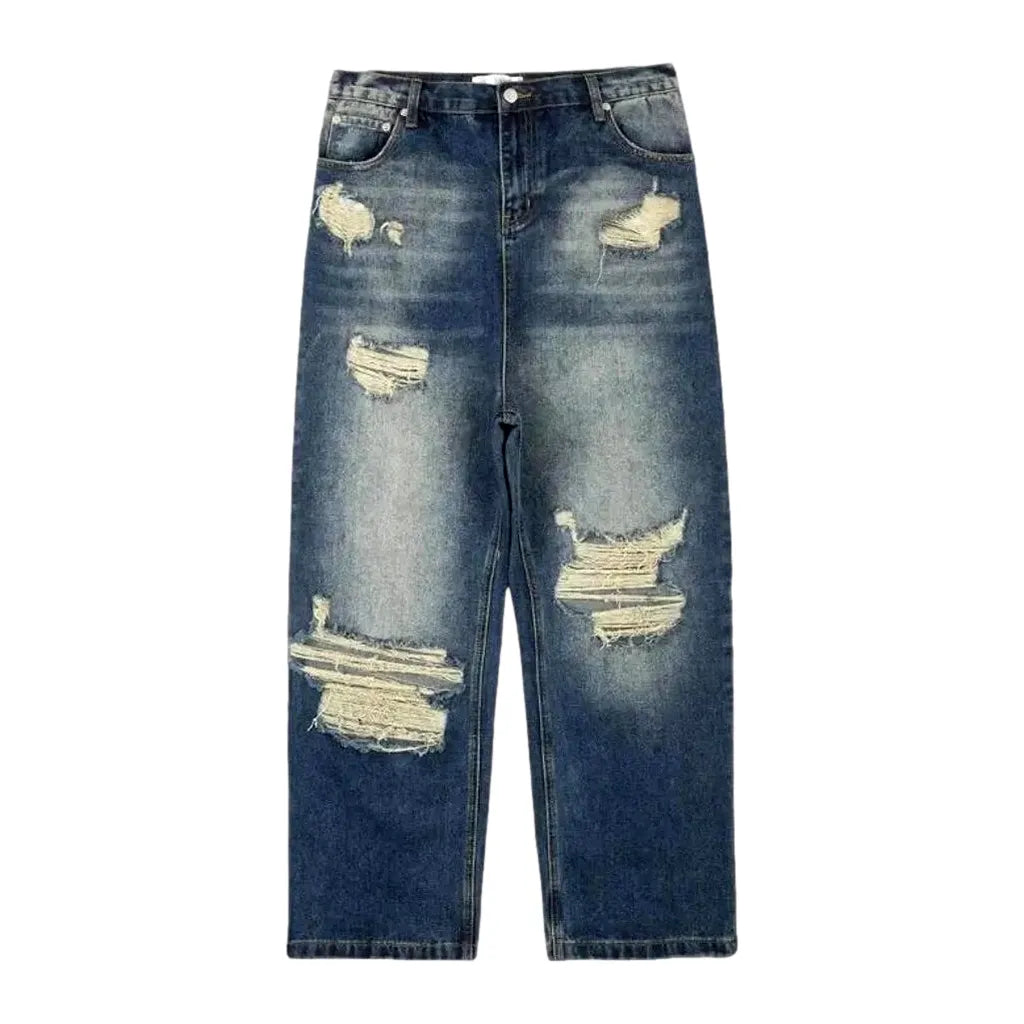 Baggy Grunge Distressed Men's Jeans - Blue