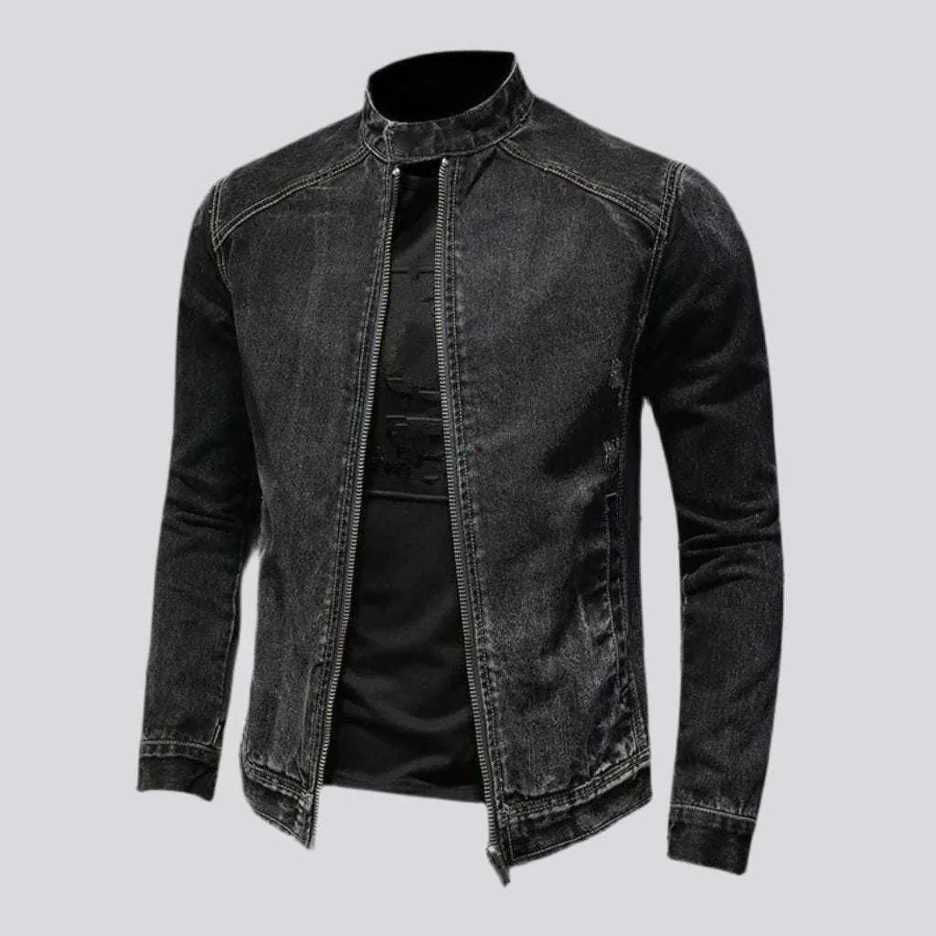 Biker black jeans jacket
 for men