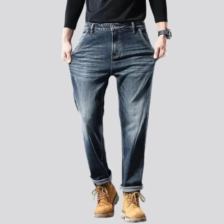 Casual men's dark-wash jeans