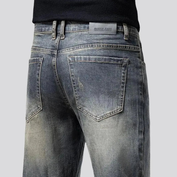 Abraded stretchable high waist men's jeans