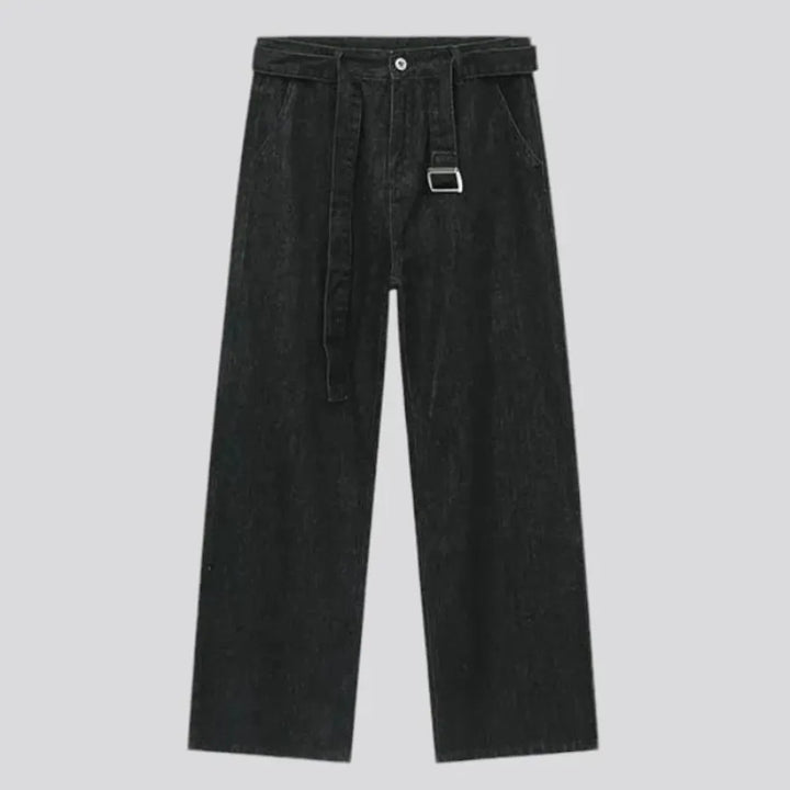 Monochrome mid rise baggy men's jeans