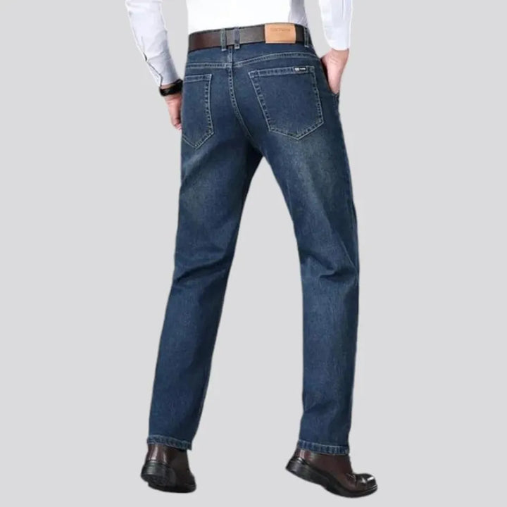 Stonewashed straight casual jeans for men