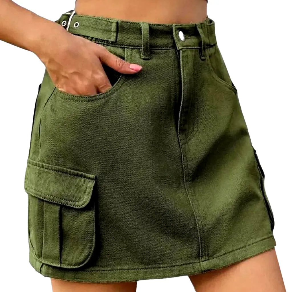 Mini high-waist women's denim skirt