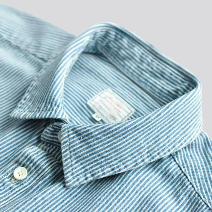 Light wash striped men's denim shirt