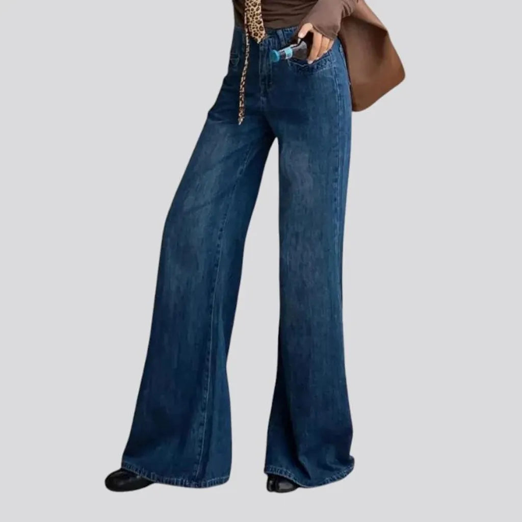 High waist bell-shaped stylish women's jeans