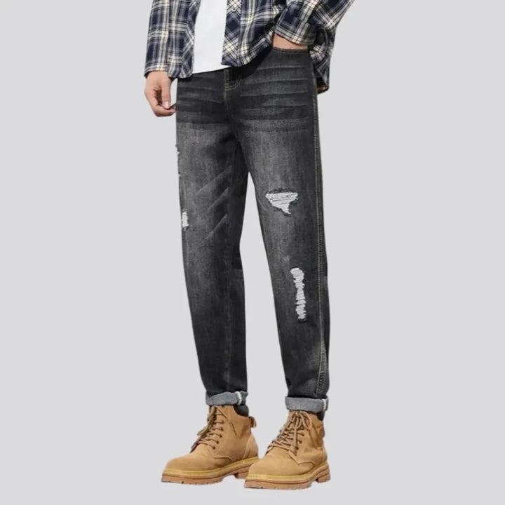 Elastic mid-rise men's jeans