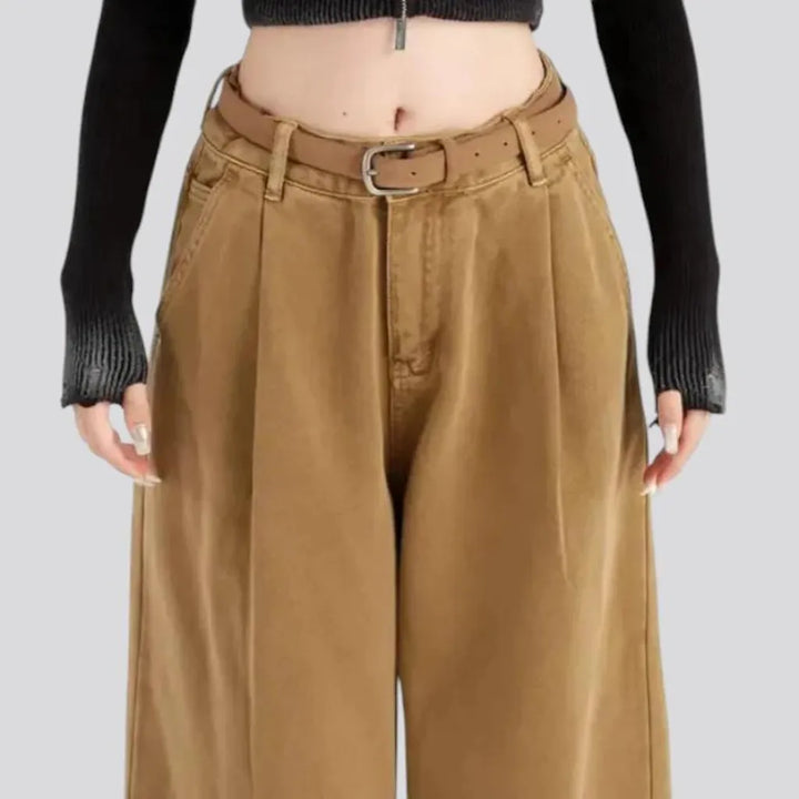 High-waist baggy fit denim pants for women