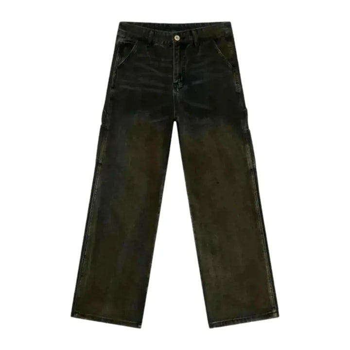 Baggy Street Style Mid Rise Jeans for Men - Brown